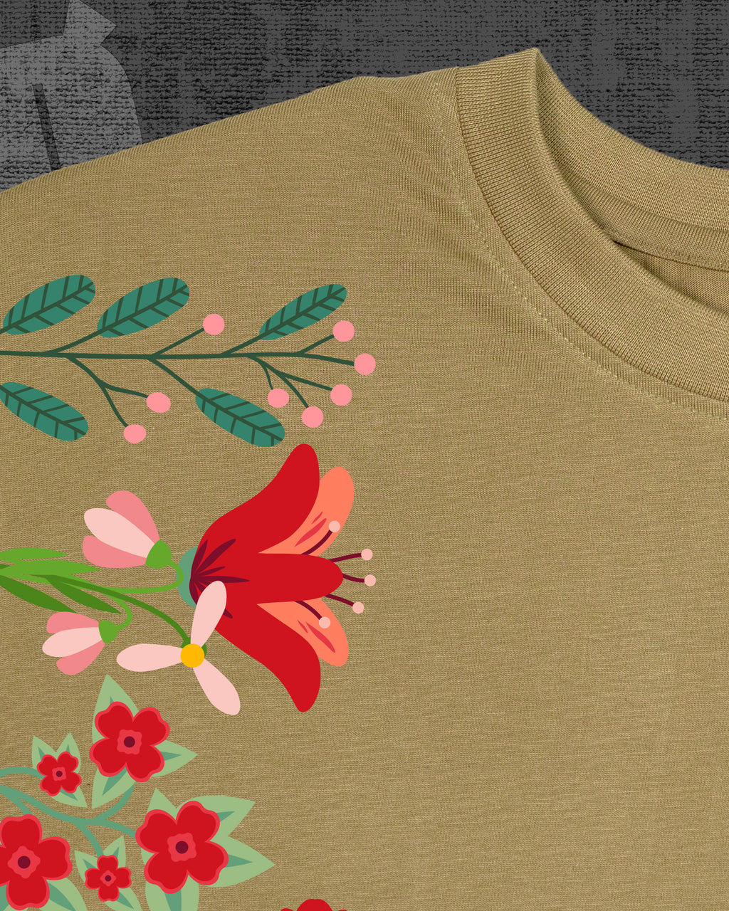 Blossoming Dark Beige Regular Fit T-shirt