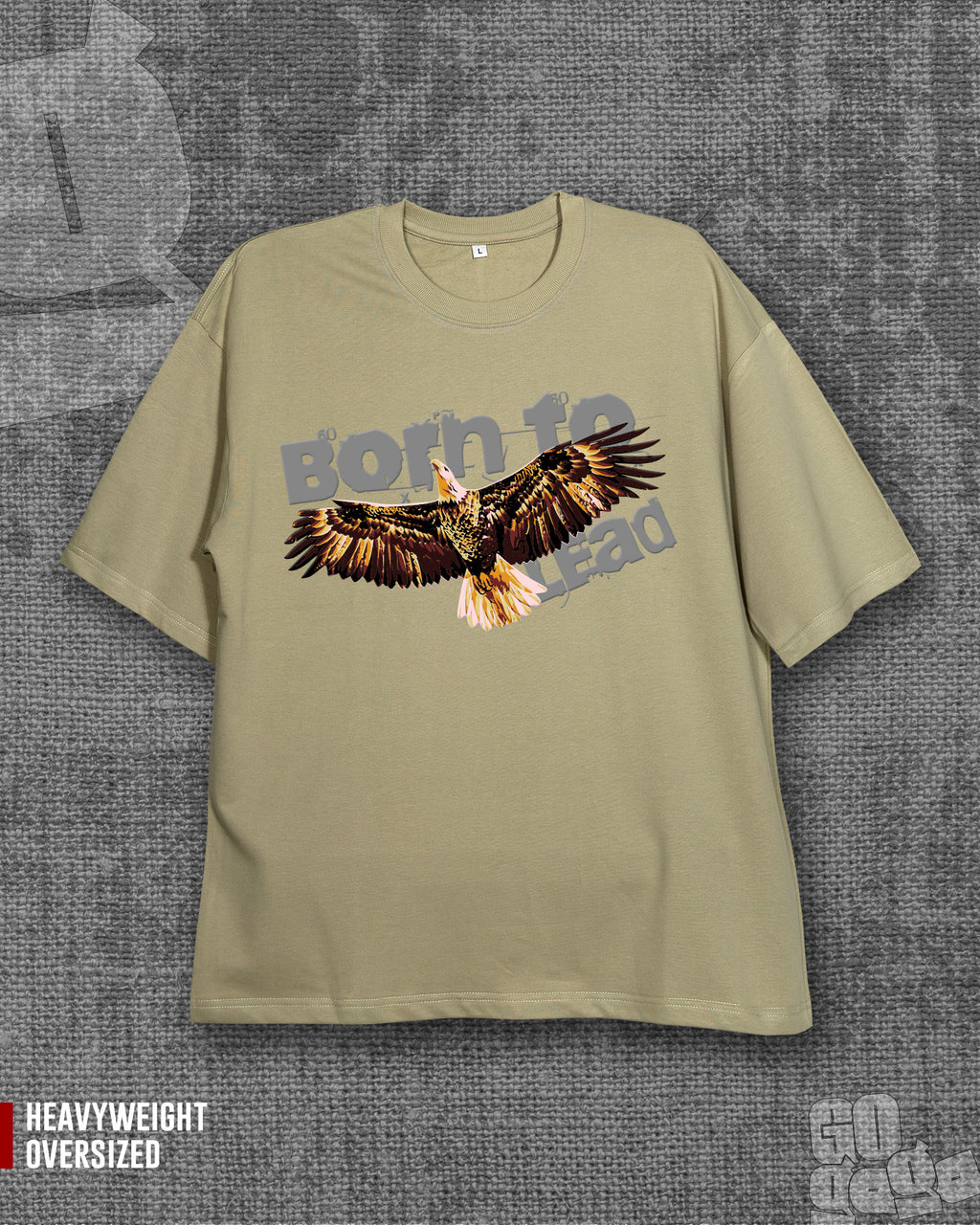 Born to lead Cement Grey Heavyweight Oversized T-shirt