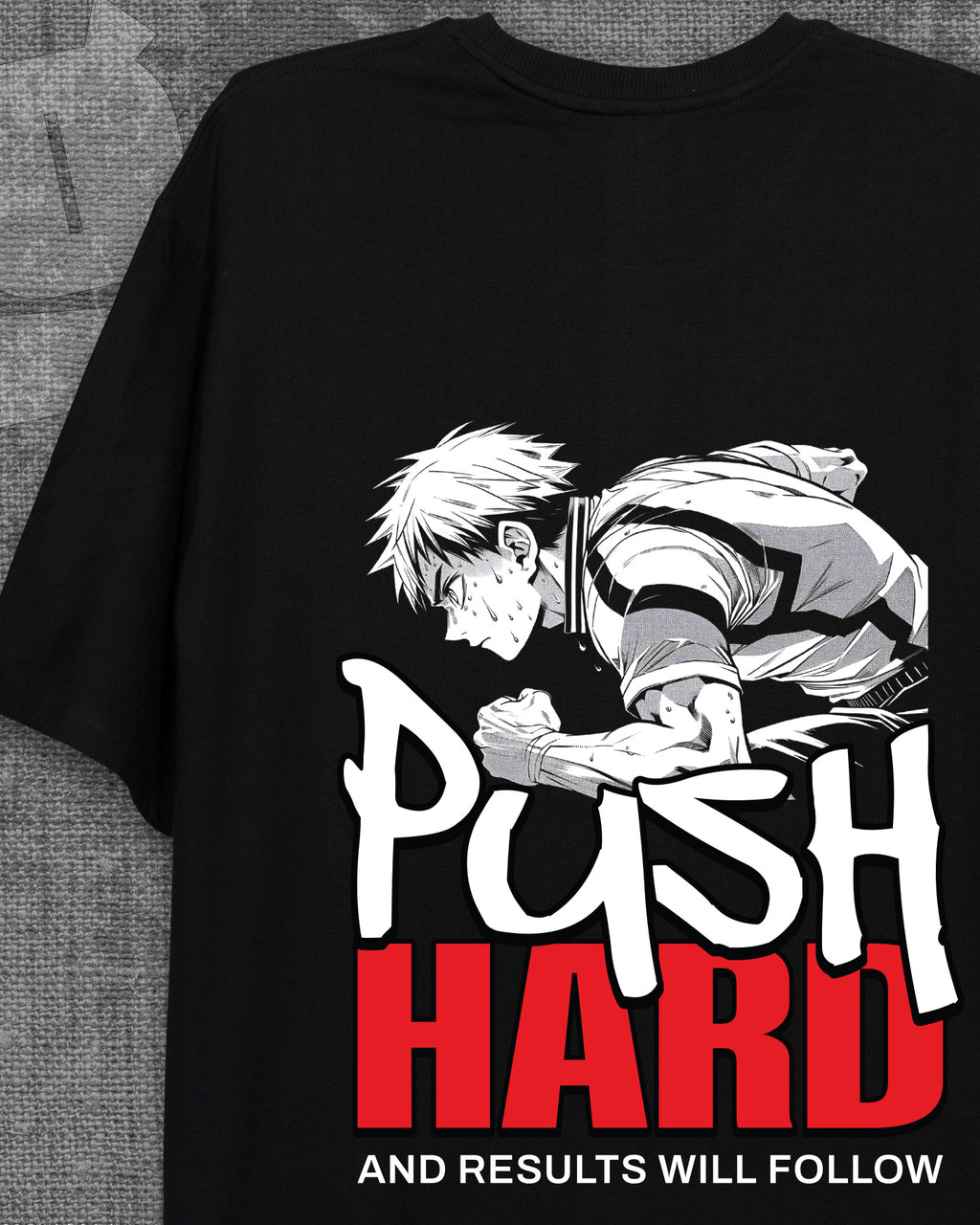 Push Hard Black Heavyweight Oversized T-shirt