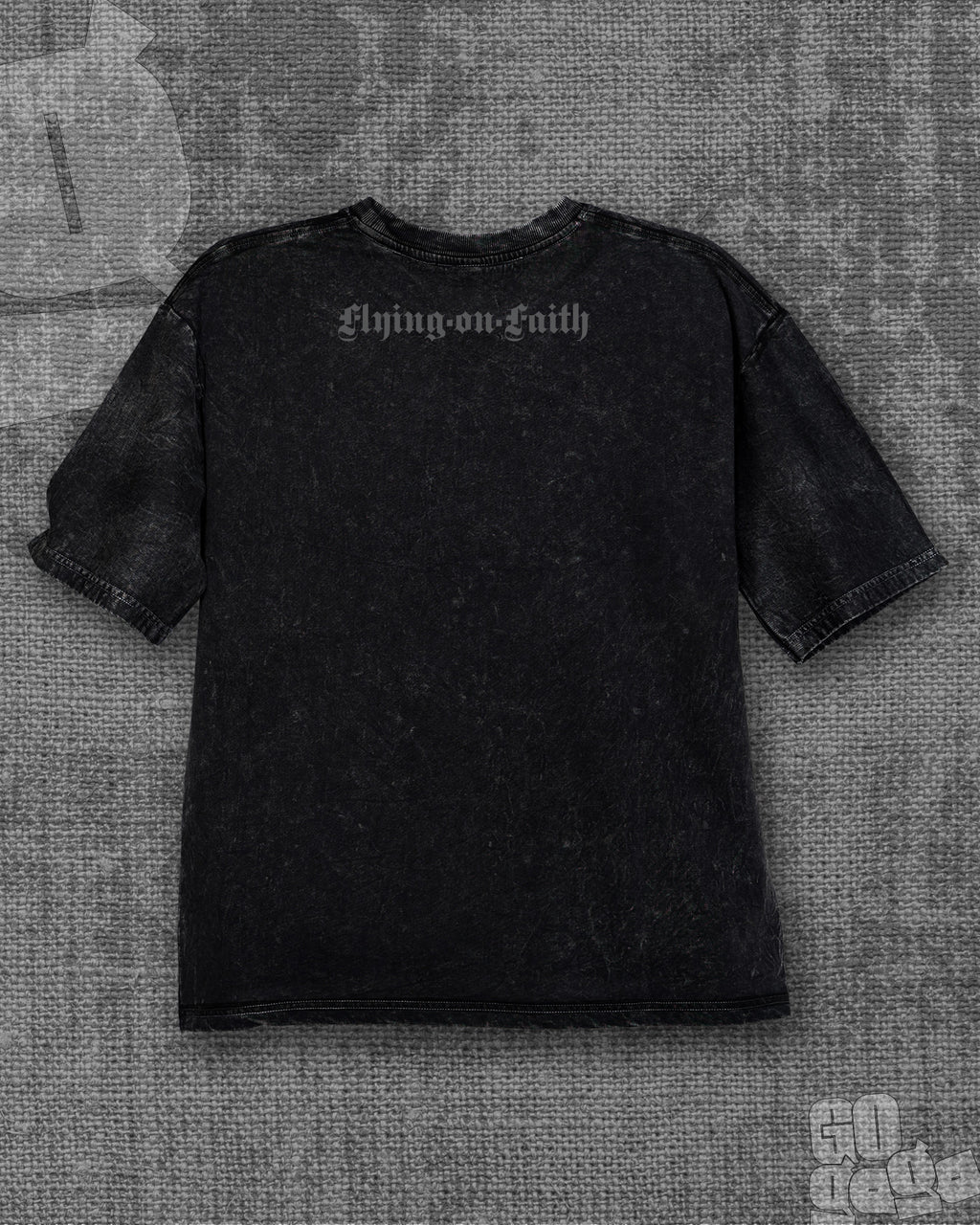 Flying on faith Black stonewash Heavyweight Oversized T-shirt
