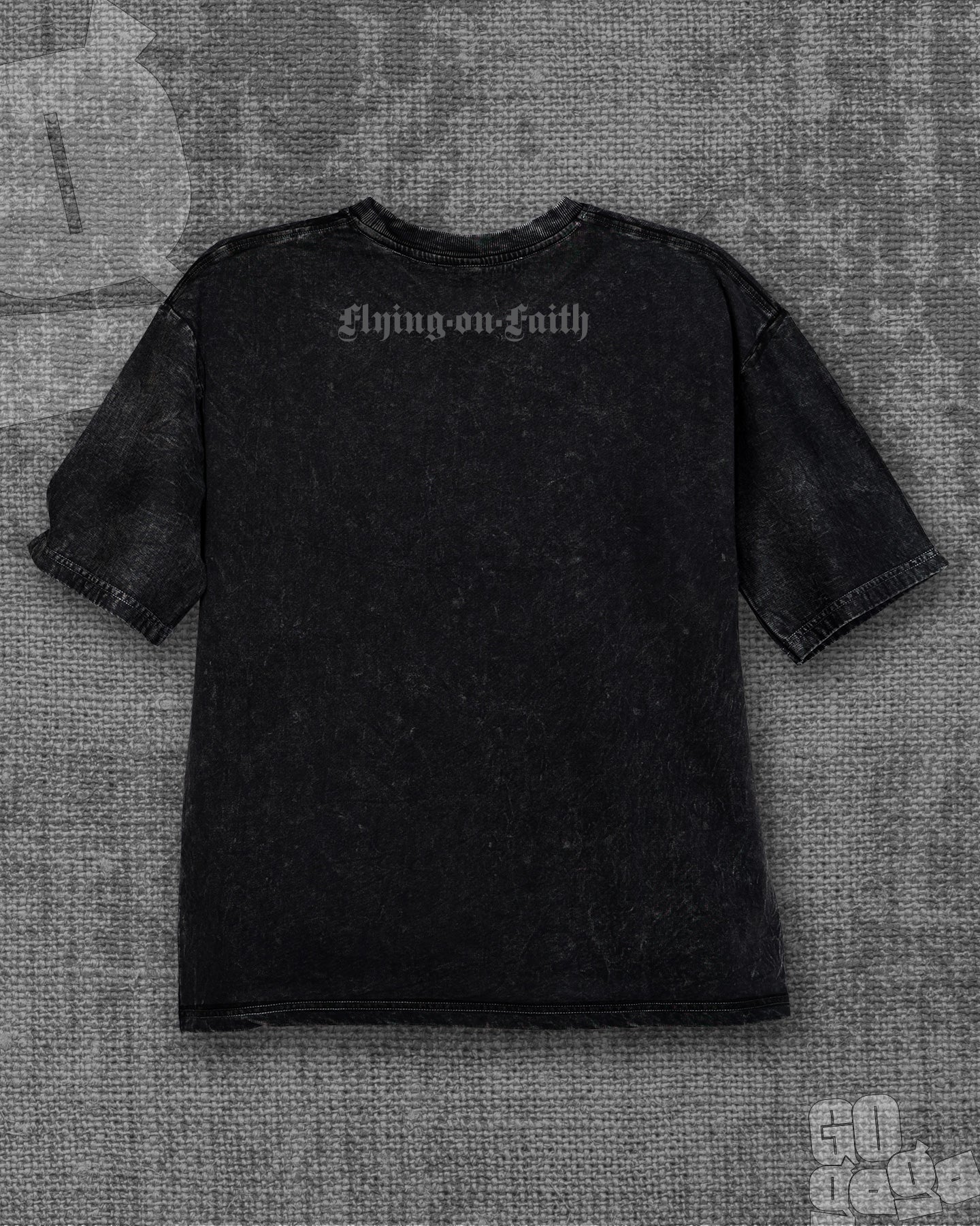 Flying on faith Black stonewash Heavyweight Oversized T-shirt